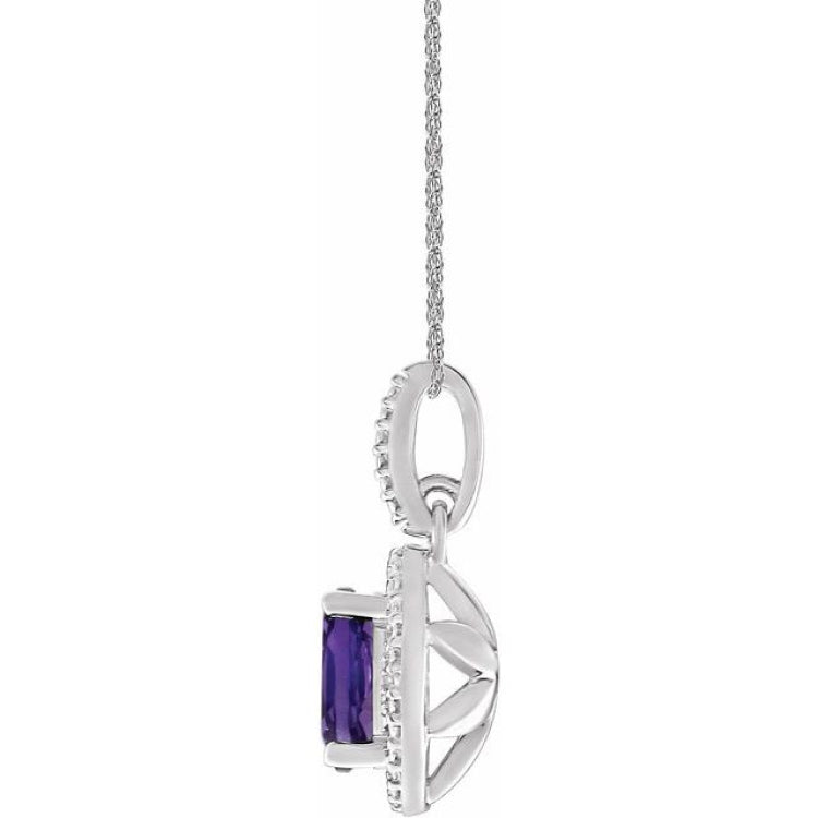 Sterling Silver Natural Amethyst & .01 CTW Natural Diamond 18" Necklace