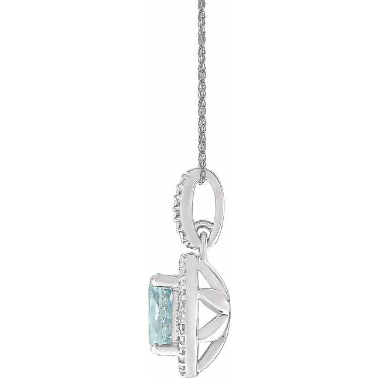 Sterling Silver Natural Aquamarine & .01 CTW Natural Diamond 18" Necklace