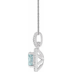 Sterling Silver Natural Aquamarine & .01 CTW Natural Diamond 18" Necklace