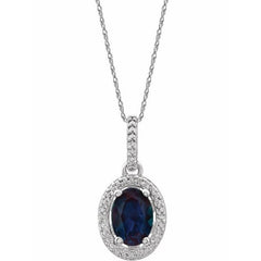 Sterling Silver Lab-Grown Alexandrite & .01 CTW Natural Diamond 18" Necklace