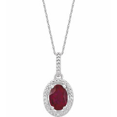 Sterling Silver Lab-Grown Ruby & .01 CTW Natural Diamond 18" Necklace