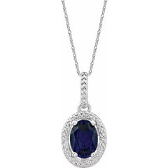 Sterling Silver Lab-Grown Blue Sapphire & .01 CTW Natural Diamond 18" Necklace