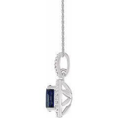 Sterling Silver Lab-Grown Blue Sapphire & .01 CTW Natural Diamond 18" Necklace