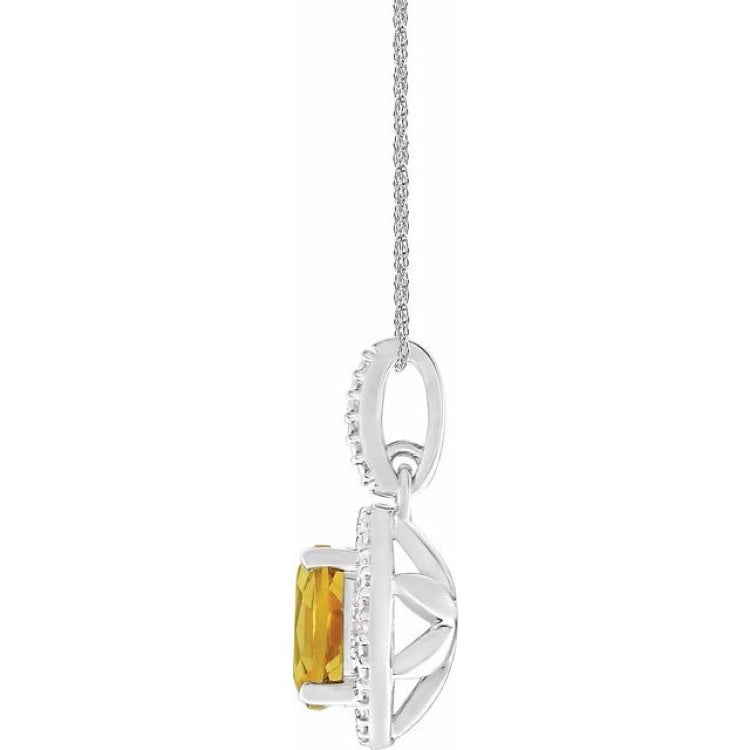 Sterling Silver Natural Citrine & .01 CTW Natural Diamond 18" Necklace