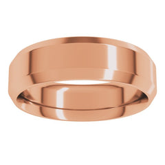 10K Rose Gold 6 mm Beveled-Edge Comfort-Fit Flat Band Size 10