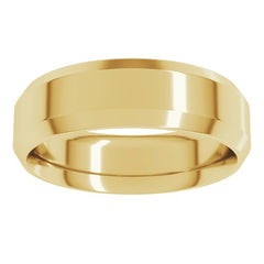 10K Yellow Gold 6 mm Beveled-Edge Comfort-Fit Flat Band Size 10.5