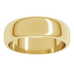 10K Yellow Gold 6 mm Half Round Band Size 9