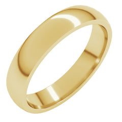 14K Yellow Gold 4 mm Lightweight Comfort-Fit Half Round Band Size 10.5