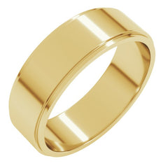14K Yellow Gold 6 mm Stepped-Edge Flat Band Size 7.5