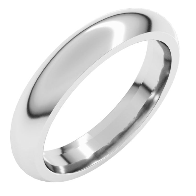 14K White Gold 4 mm Comfort-Fit Half Round Band Size 9.5