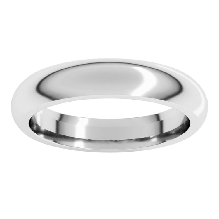 14K White Gold 4 mm Comfort-Fit Half Round Band Size 9.5