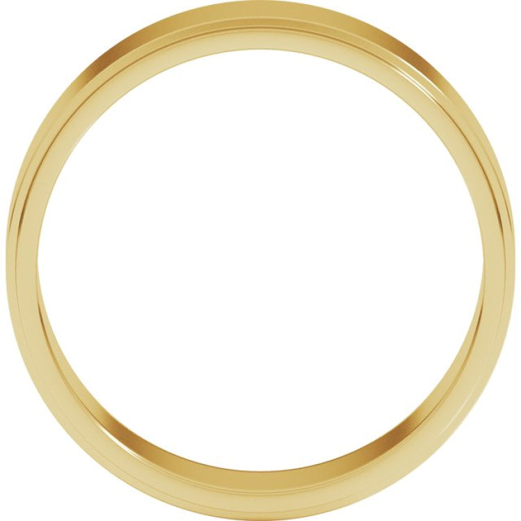 14K Yellow Gold 6 mm Stepped-Edge Flat Band Size 9.5