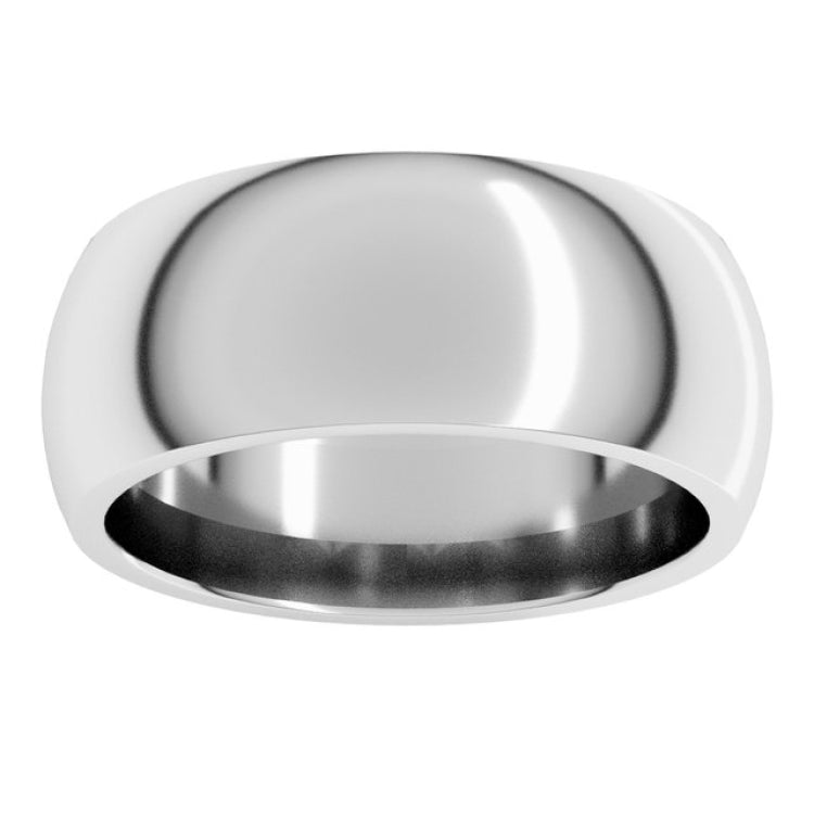 14K White Gold 8 mm Comfort-Fit Half Round Band Size 11.5