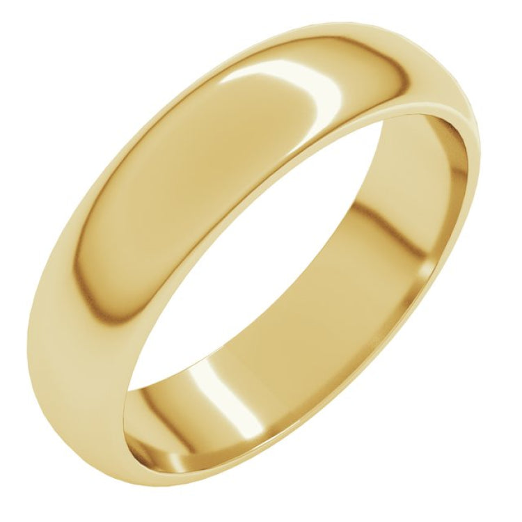 10K Yellow Gold 5 mm Half Round Band Size 10