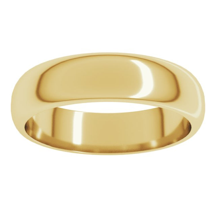 10K Yellow Gold 5 mm Half Round Band Size 10