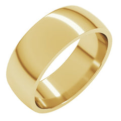 10K Yellow Gold 7 mm Lightweight Comfort-Fit Half Round Band Size 11