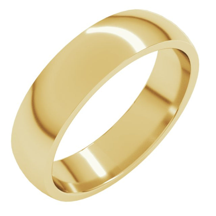 10K Yellow Gold 5 mm Lightweight Comfort-Fit Half Round Band Size 9.5