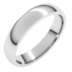 14K White Gold 4 mm Lightweight Comfort-Fit Half Round Band Size 13