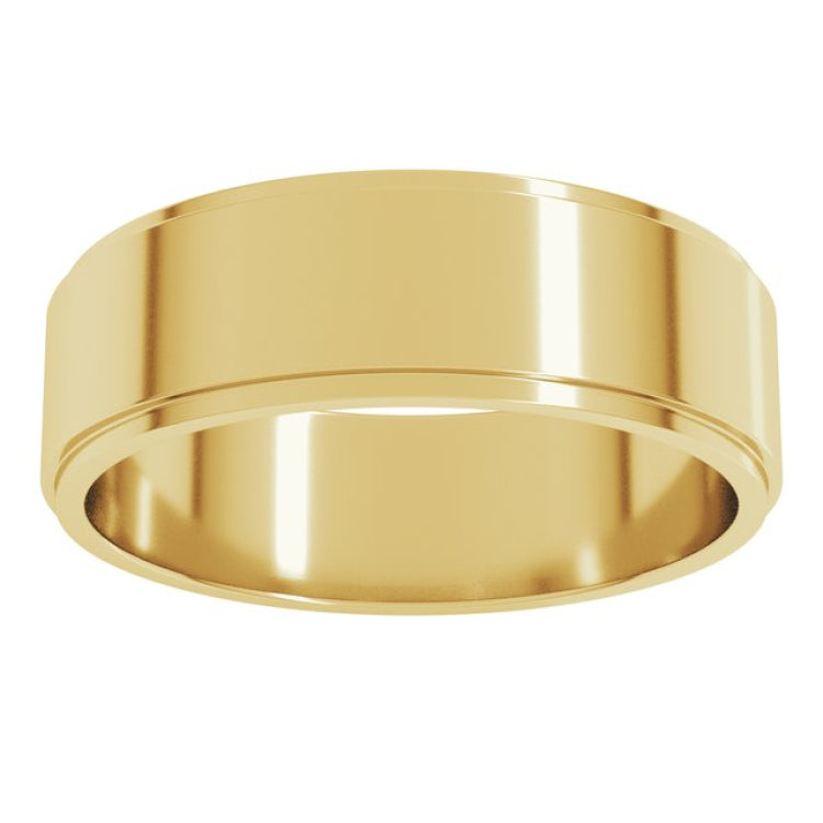 10K Yellow Gold 6 mm Stepped-Edge Flat Band Size 11.5