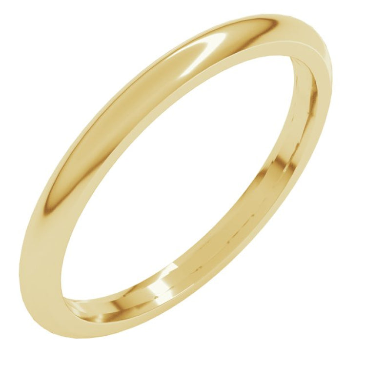10K Yellow Gold 2 mm Comfort-Fit Half Round Band Size 6