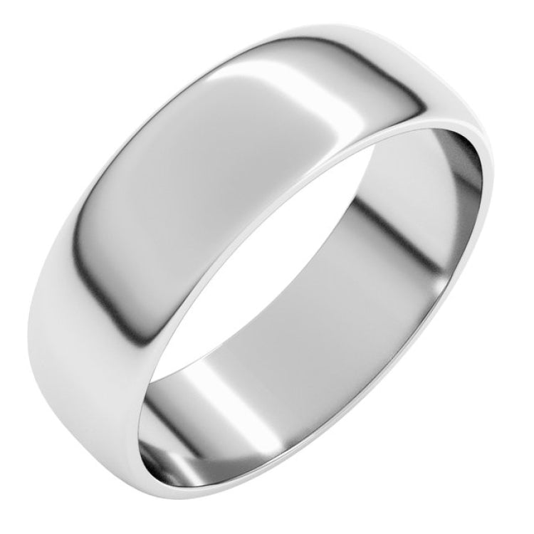 10K White Gold 6 mm Lightweight Half Round Band Size 9