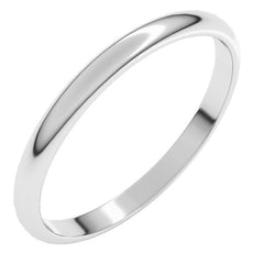 10K White Gold 2 mm Lightweight Half Round Band Size 4