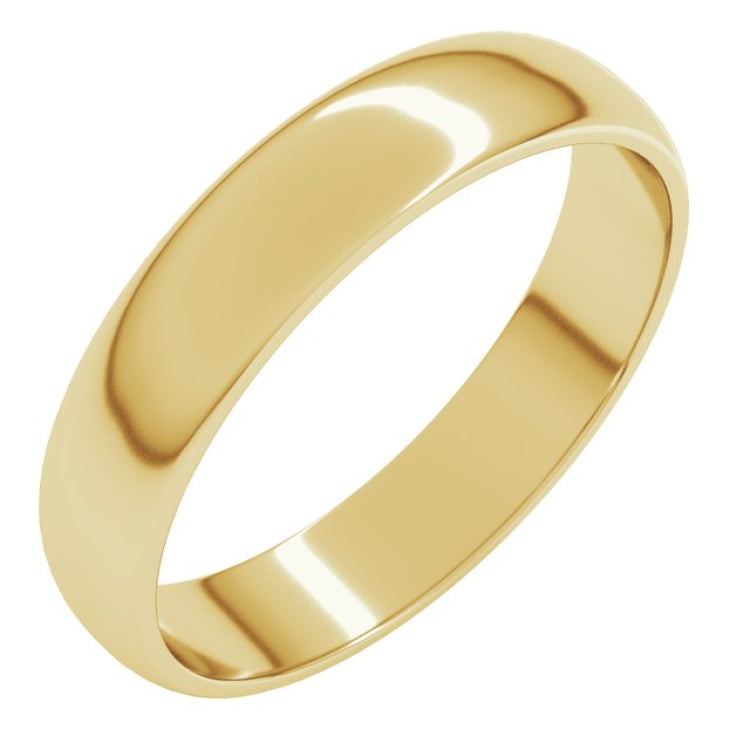 18K Yellow Gold 4 mm Lightweight Half Round Band Size 9
