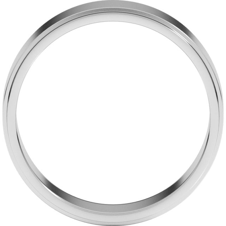 10K White Gold 6 mm Stepped-Edge Flat Band Size 8