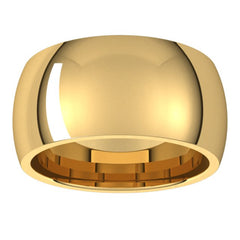 10K Yellow Gold 10 mm Comfort-Fit Half Round Band Size 5