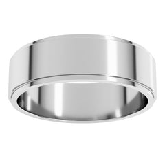 10K White Gold 6 mm Stepped-Edge Flat Band Size 11.5