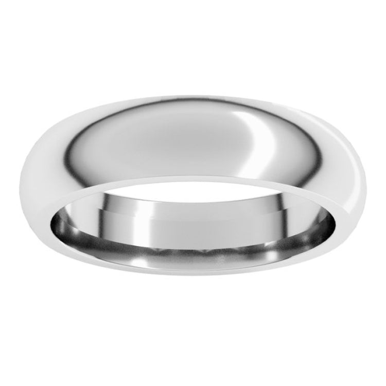 10K White Gold 5 mm Comfort-Fit Half Round Band Size 10