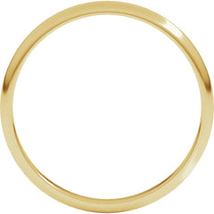 14K Yellow Gold 2 mm Lightweight Half Round Band Size 7