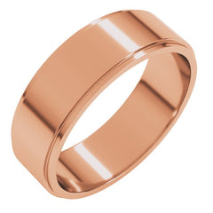 14K Rose Gold 6 mm Stepped-Edge Flat Band Size 11