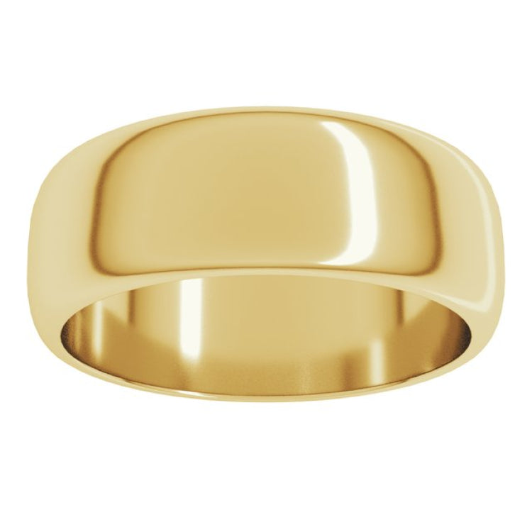 10K Yellow Gold 7 mm Half Round Band Size 9.5