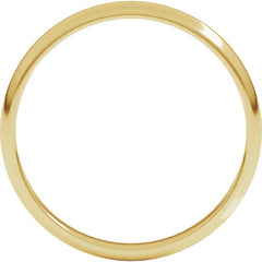 14K Yellow Gold 2.5 mm Lightweight Half Round Band Size 12