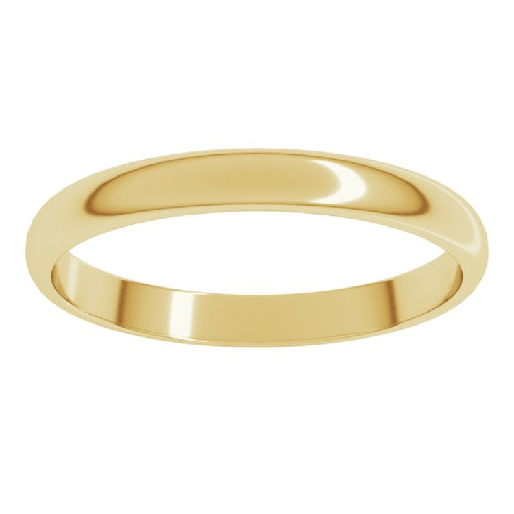 14K Yellow Gold 2.5 mm Lightweight Half Round Band Size 12
