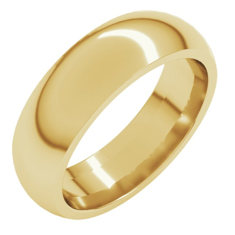 14K Yellow Gold 6 mm Comfort-Fit Half Round Band Size 13.5