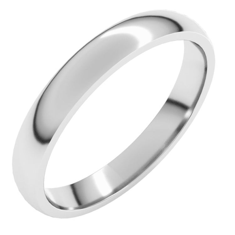 Sterling Silver 3 mm Lightweight Comfort-Fit Half Round Band Size 7