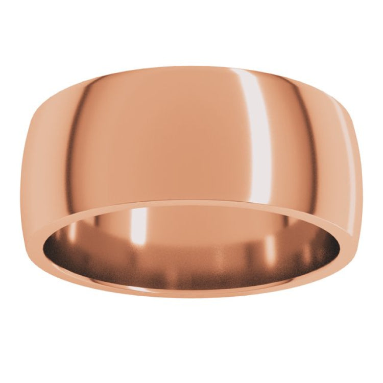 10K Rose Gold 8 mm Lightweight Comfort-Fit Half Round Band Size 6.5