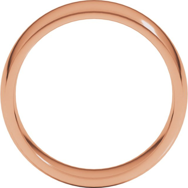 18K Rose Gold 7 mm Lightweight Comfort-Fit Half Round Band Size 8