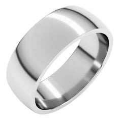18K White Gold 7 mm Lightweight Comfort-Fit Half Round Band Size 6.5