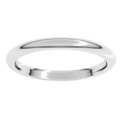 10K White Gold 2 mm Comfort-Fit Half Round Band Size 7.5