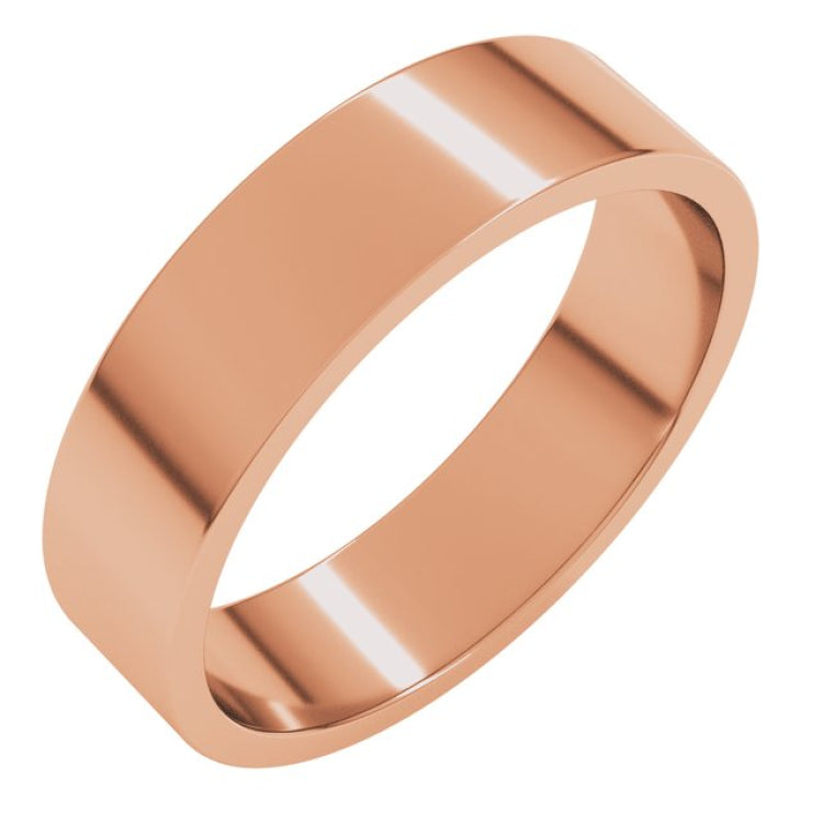 14K Rose Gold 5 mm Flat Band Size 6.5