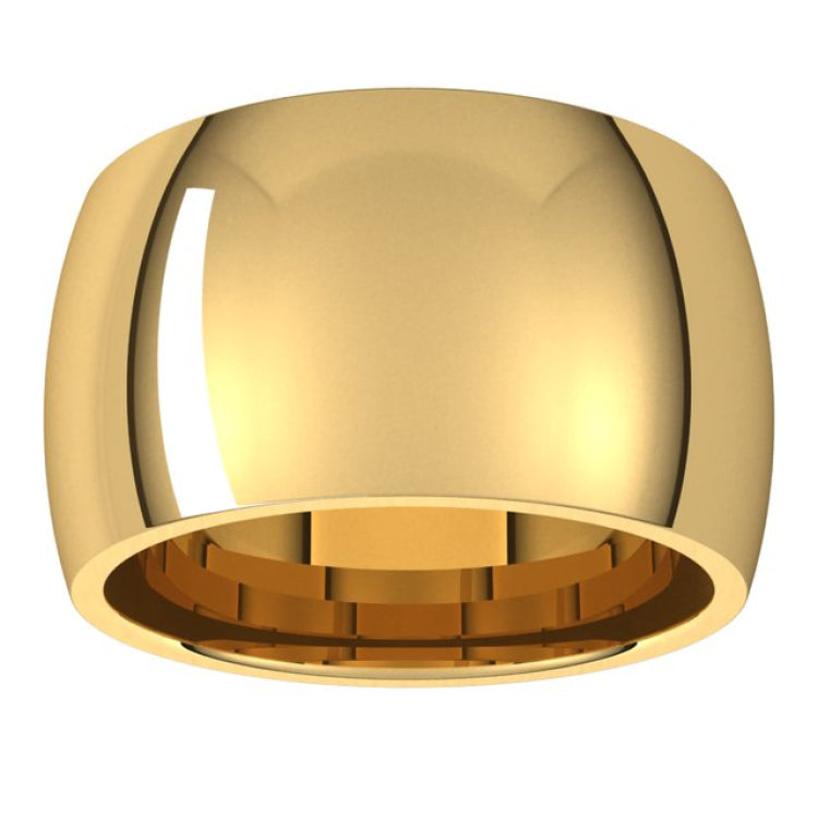 14K Yellow Gold 12 mm Comfort-Fit Half Round Band Size 11