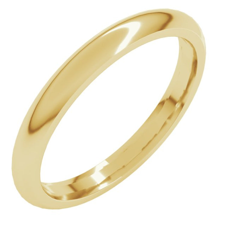 10K Yellow Gold 2.5 mm Comfort-Fit Half Round Band Size 8.5
