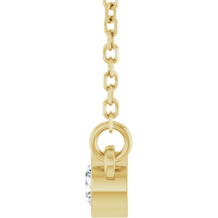 14K Yellow Gold 1/10 CT Natural Diamond Solitaire 18" Necklace