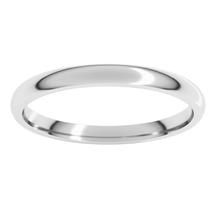 Platinum 2 mm Lightweight Comfort-Fit Half Round Band Size 6