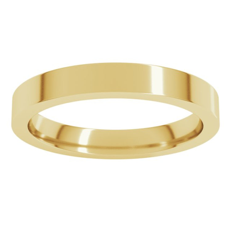 14K Yellow Gold 3 mm Comfort-Fit Flat Band Size 4