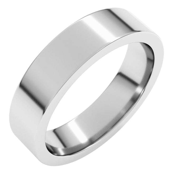 14K White Gold 5 mm Comfort-Fit Flat Band Size 9