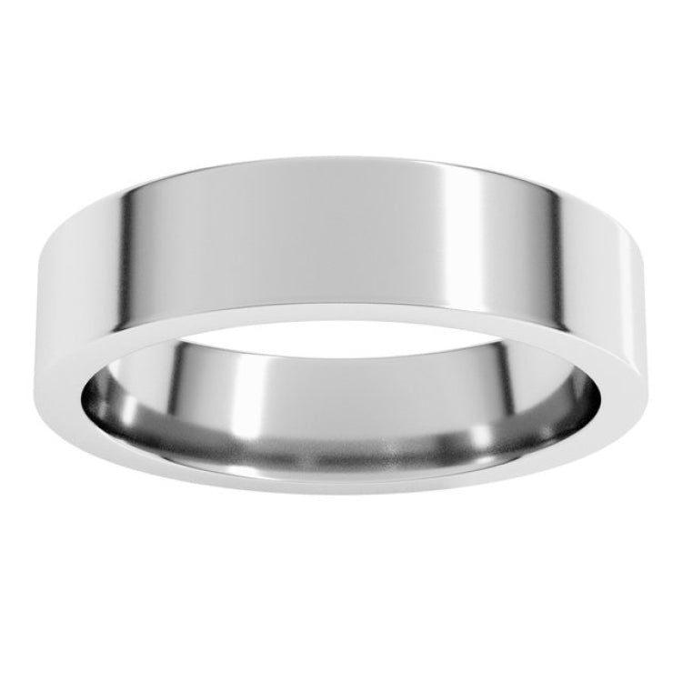 14K White Gold 5 mm Comfort-Fit Flat Band Size 9